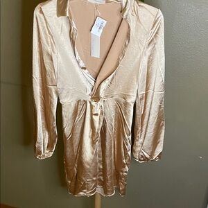 By Together Satin dress in Champagne